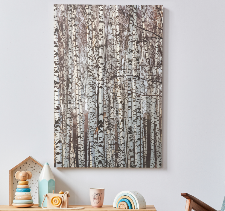 Quadro con alberi serenità della foresta di betulle - TenStickers