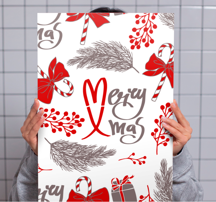 Dipinto con alfabeto e lettere design natale felice - TenStickers