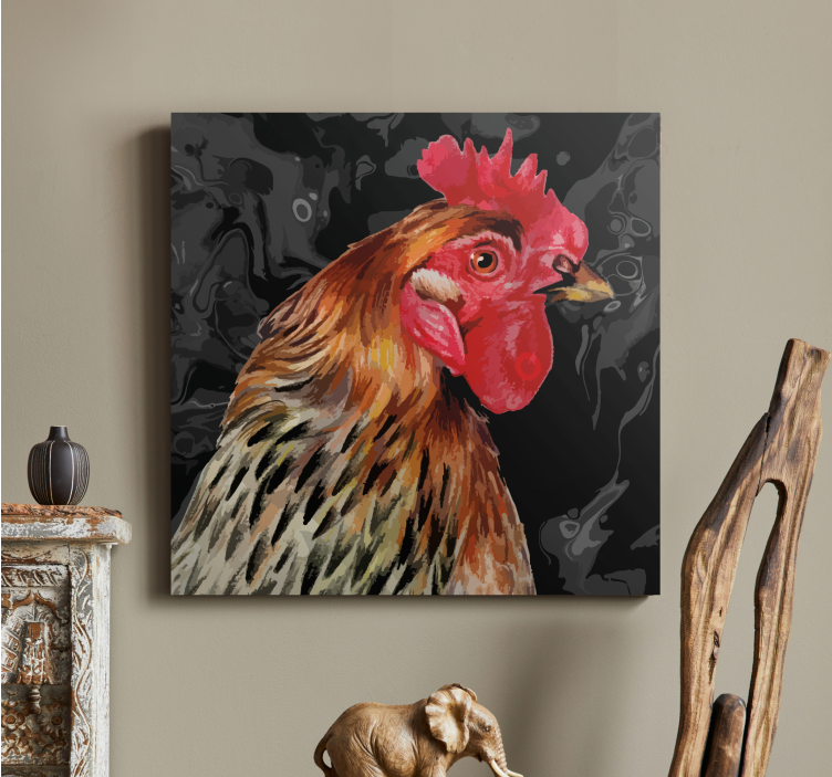 Quadro con animali e insetti ritratto di gallo vibrante - TenStickers