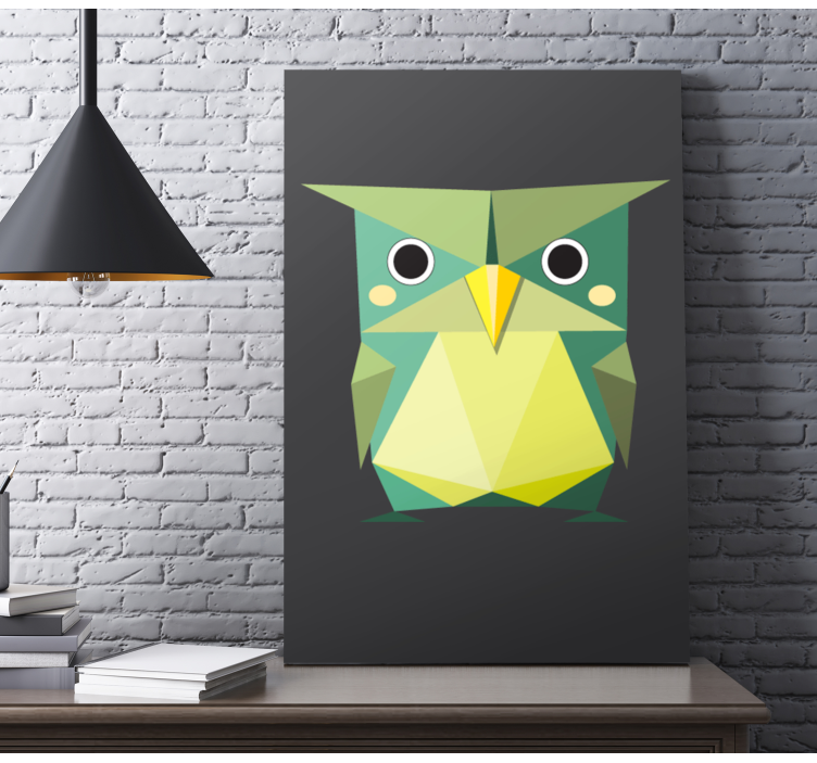 Quadro con animali e insetti gufo verde geometrico - TenStickers