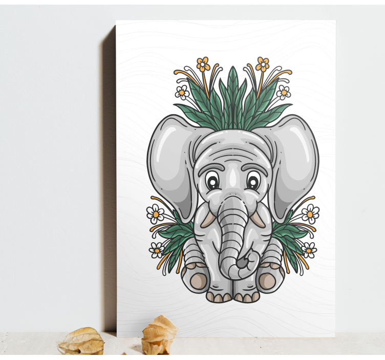 Quadro con elefanti disegno giocoso dell'elefante - TenStickers