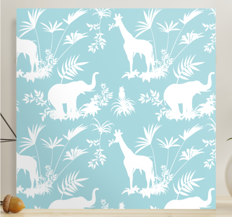 Quadro con elefanti elefante e giraffa - TenStickers