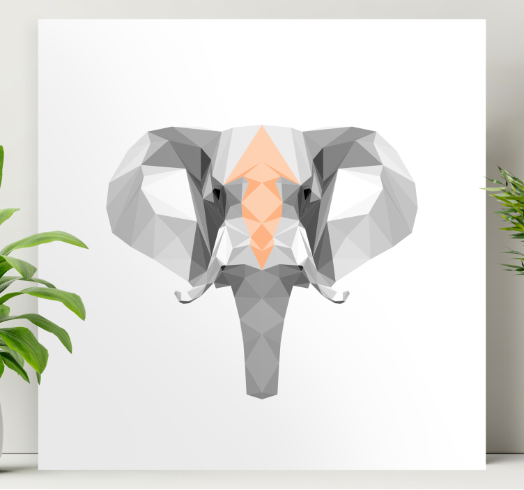 Quadro con elefanti testa di elefante geometrica - TenStickers