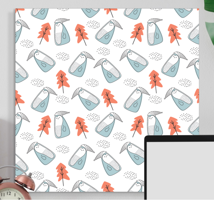 Dipinto con fiori e piante motivo animali carini - TenStickers