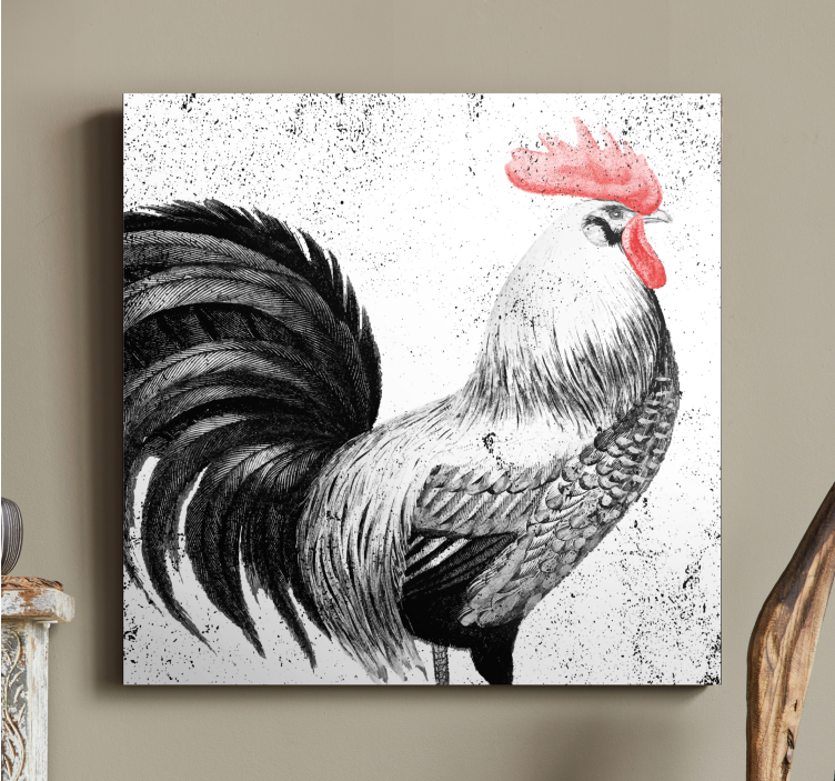 Quadro con uccelli Gallo nero e rosso - TenStickers