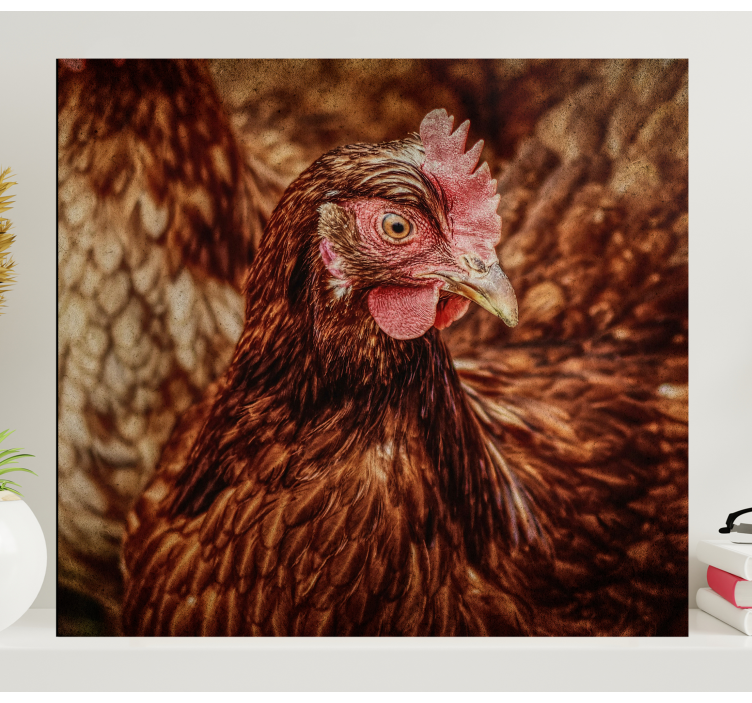 Quadro con uccelli Pollo marrone serio - TenStickers