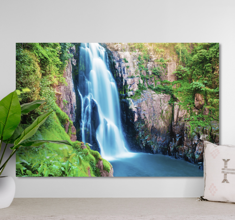 Quadro paesaggio scena di cascata lussureggiante - TenStickers