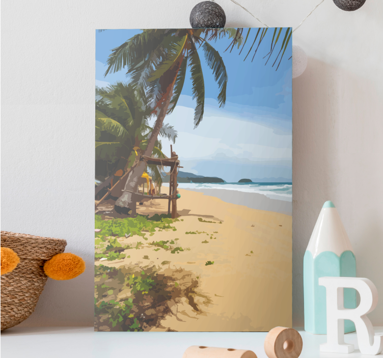 Quadro paesaggio scena di spiaggia tropicale - TenStickers