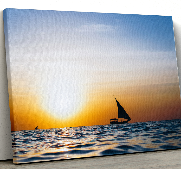 Quadro paesaggio vela al tramonto - TenStickers