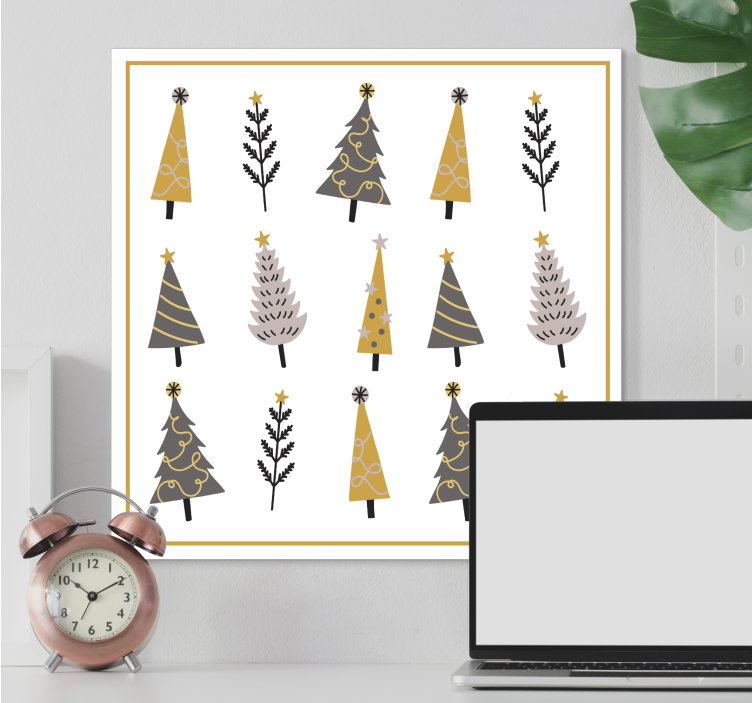 Dipinto fiori e piante alberi di natale ornamentali - TenStickers