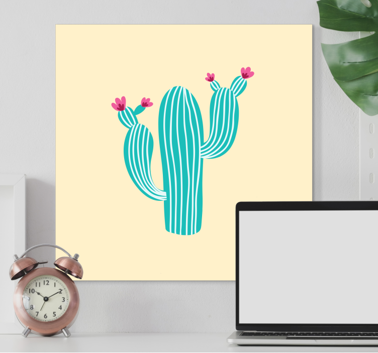 Dipinto fiori e piante cactus con fiori - TenStickers