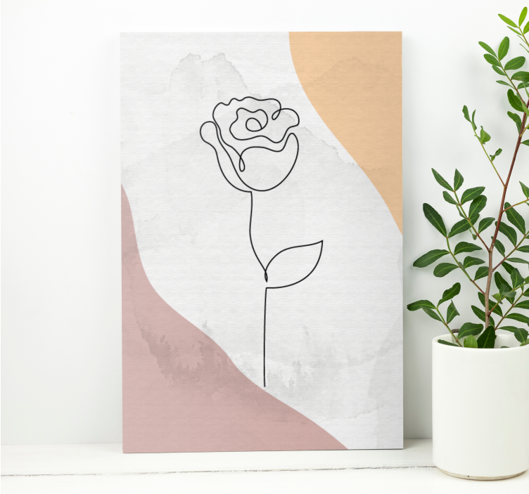Dipinto fiori e piante contorno di rosa elegante - TenStickers