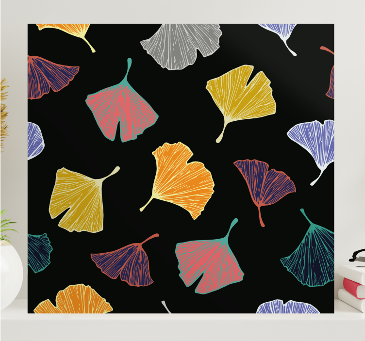 Dipinto fiori e piante illustrazioni foglia di ginkgo - TenStickers