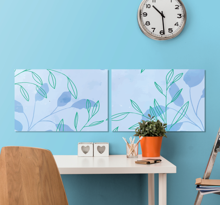 Dipinto fiori e piante motivi di foglie delicate - TenStickers