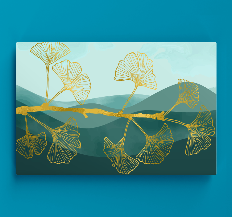 Dipinto fiori e piante riflesso di foglia di ginkgo - TenStickers