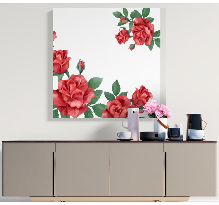 Dipinto fiori e piante rose in fiore - TenStickers