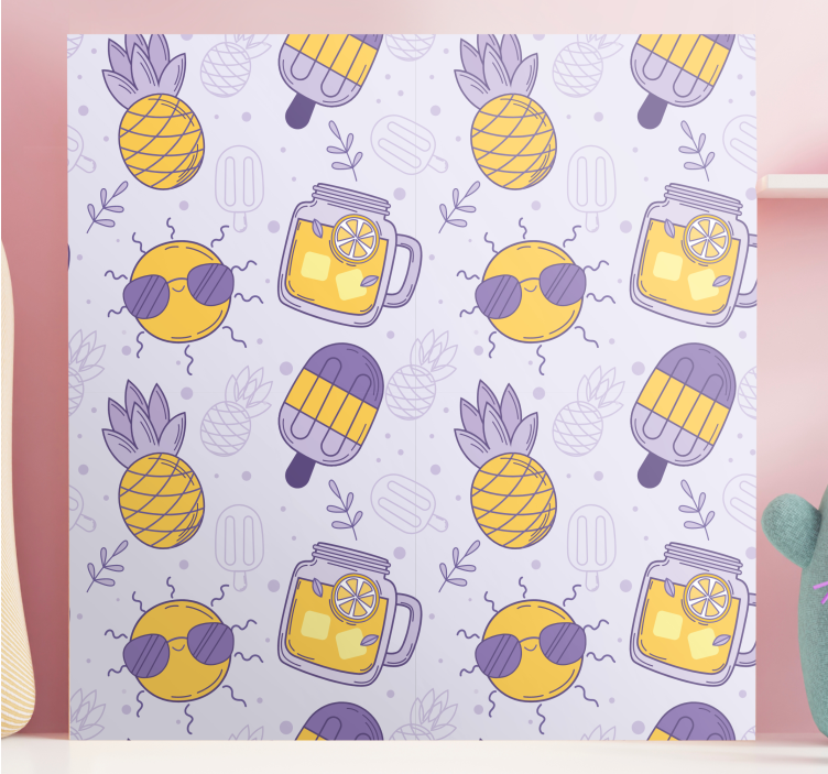 Dipinto frutta e natura morta delizie ananas soleggiato - TenStickers