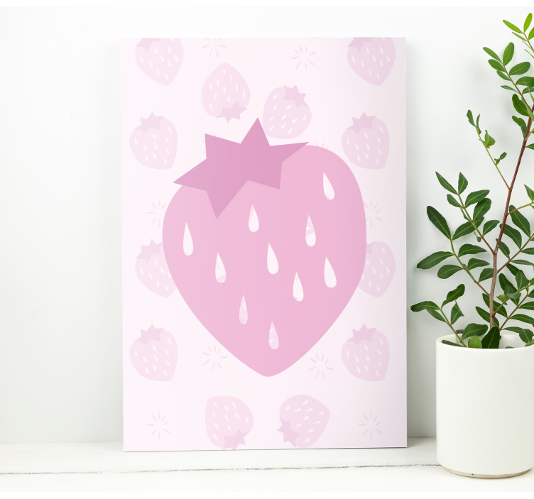 Dipinto frutta e natura morta fragola cuore rosa - TenStickers