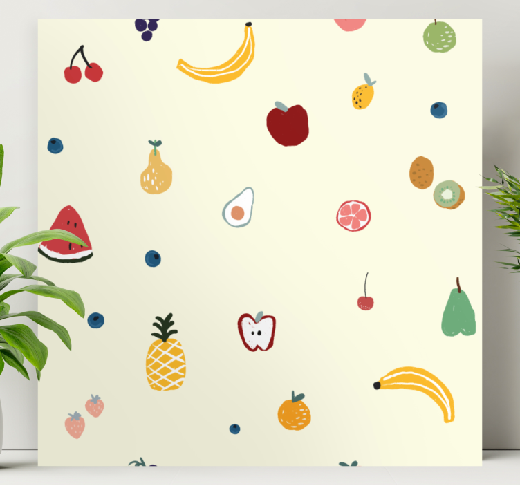 Dipinto frutta e natura morta frutta colorata sparsa - TenStickers