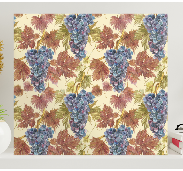 Dipinto frutta e natura morta uva e foglie - TenStickers