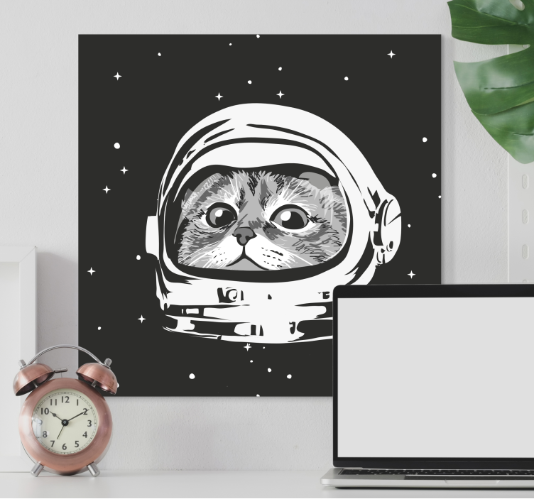 Quadro gatto astronauta bianco e nero - TenStickers