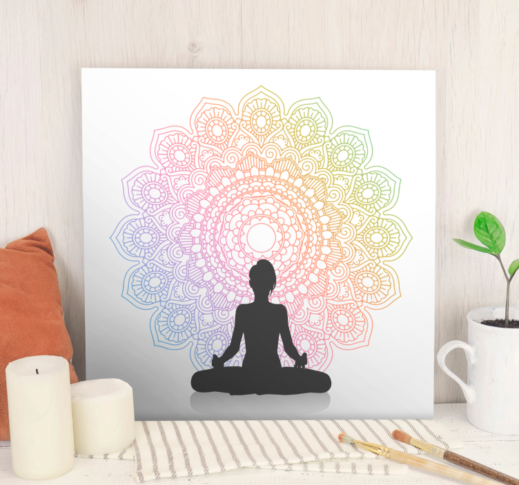 Quadro mandala con sagoma yoga - TenStickers