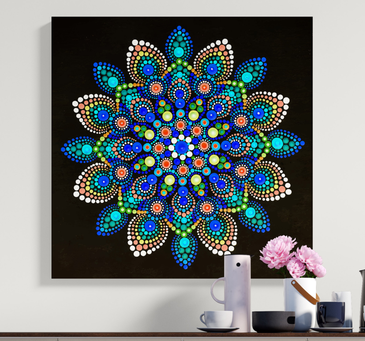 Quadro mandala Puntini colorati mandala - TenStickers