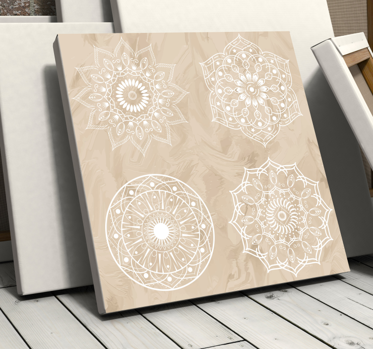 Quadro con quattro strutture a mandala beige - TenStickers
