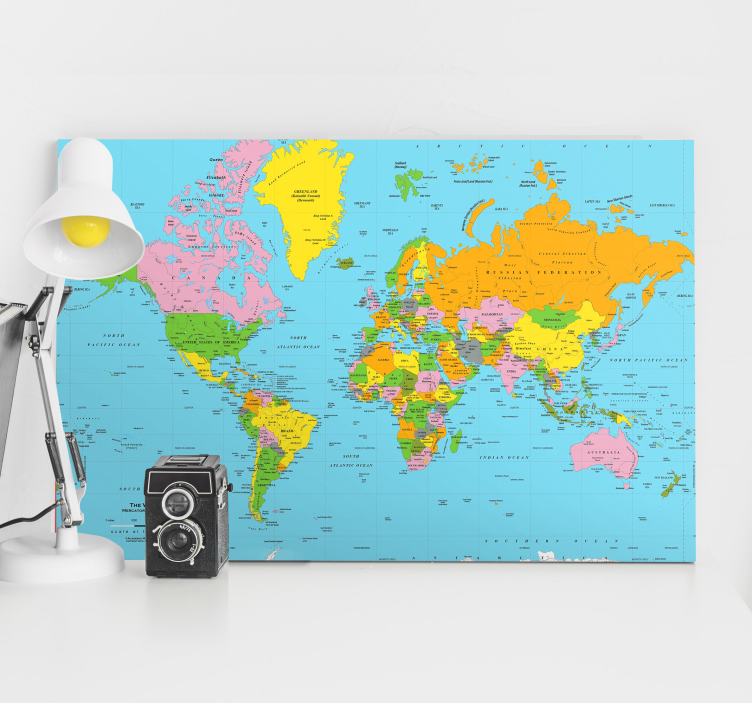 Quadro con mappa del mondo politica - TenStickers