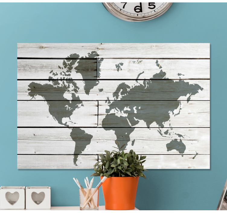 Quadro mappamondo Legno grigio wooden - TenStickers