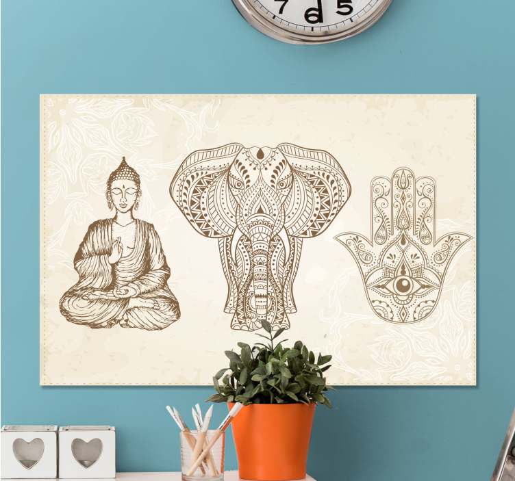 Quadro moderno Simbolo della mano di buddha hamsa - TenStickers