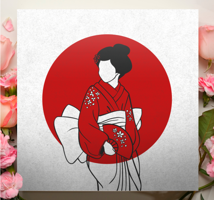 Dipinto orientale eleganza del kimono tradizionale - TenStickers