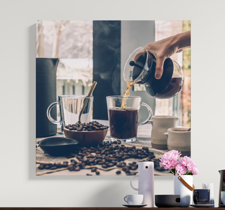 Quadro design ornamentale rituale di versamento del caffè - TenStickers