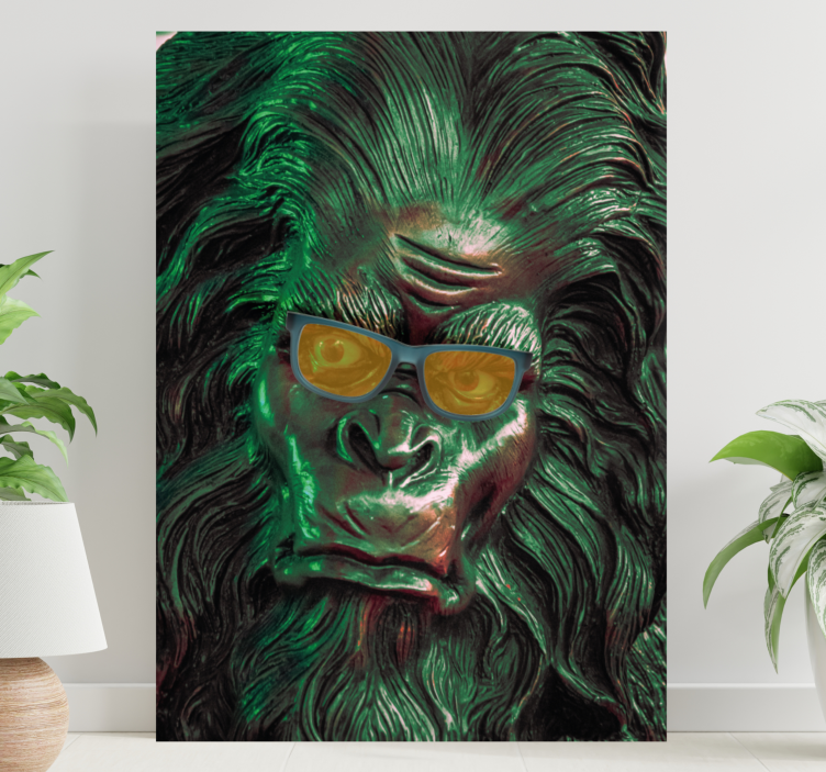 Quadro penna faccia da gorilla alla moda - TenStickers