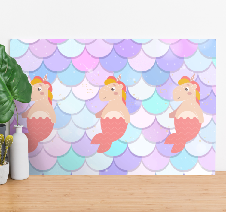 Quadro per bambini Sirene unicorno con squame di pesce - TenStickers