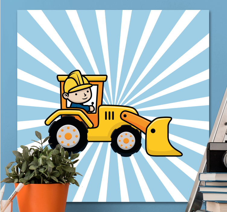 Quadro per bambini trattore da costruzione - TenStickers