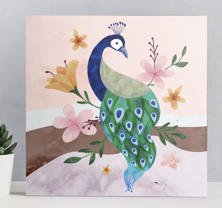 Quadro con uccelli fiore di pavone - TenStickers