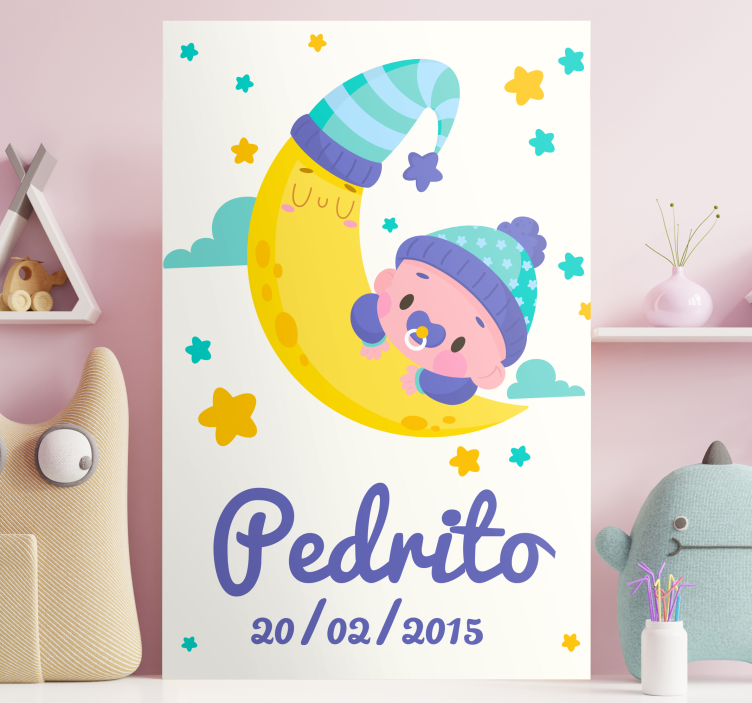 Quadri cameretta neonato bambino che dorme luna - TenStickers