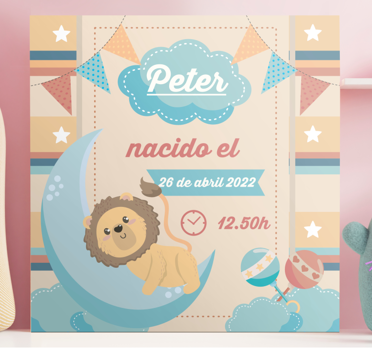 Quadri cameretta neonato celebrazione della luna leone - TenStickers