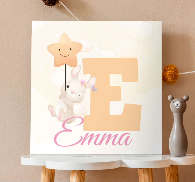 Quadro 3d coniglio felice che tiene una stella - TenStickers