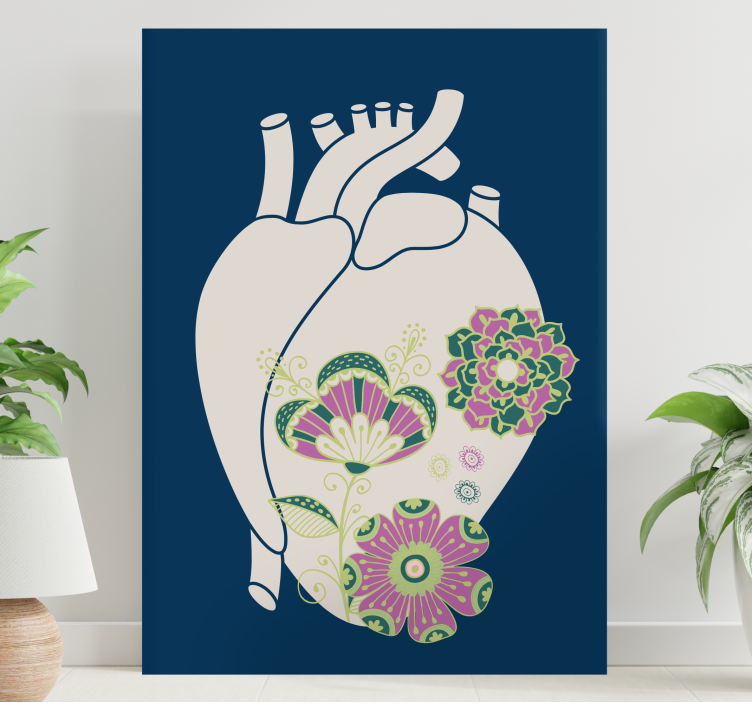 Quadro astratto design floreale a cuore - TenStickers