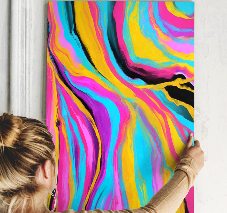 Quadro astratto onde colorate fluttuanti - TenStickers