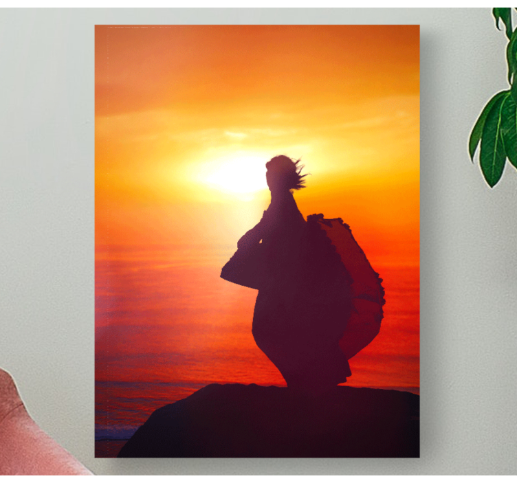Quadro astratto silhouette al tramonto - TenStickers
