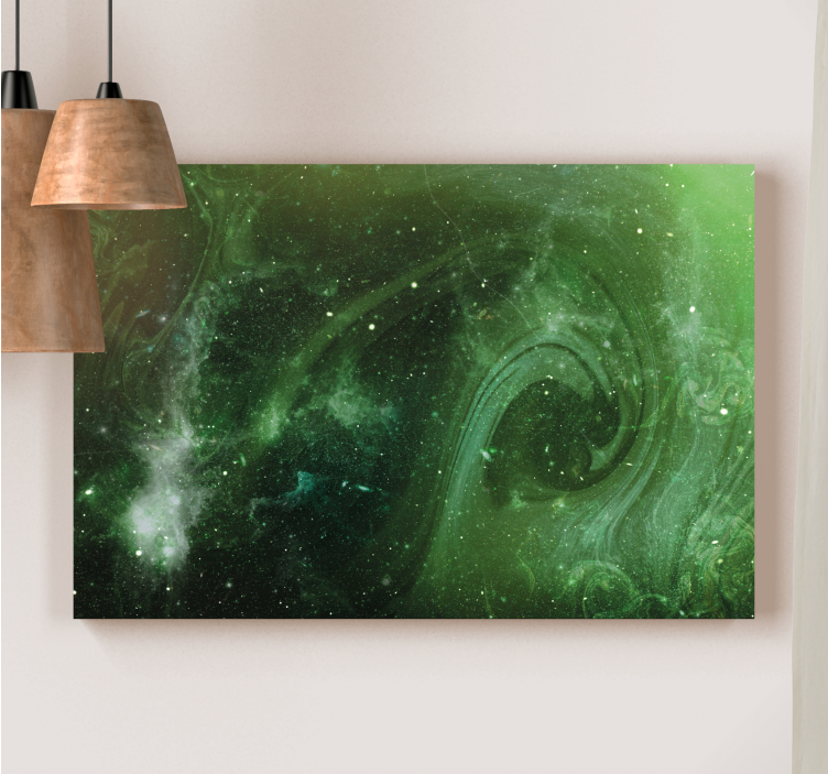 Quadro astratto vortice verde cosmico - TenStickers