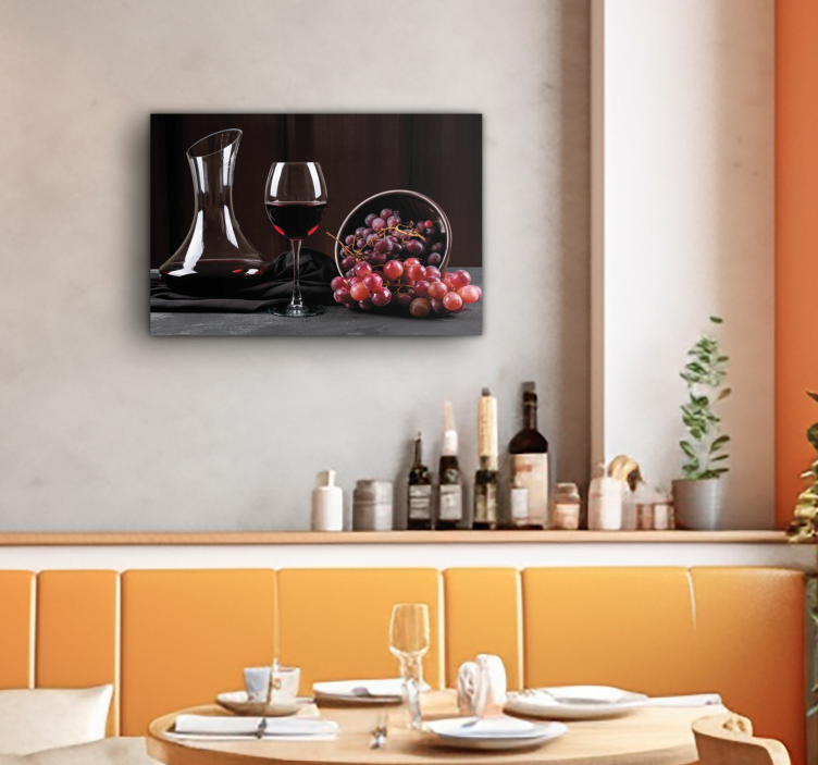 Quadro con bicchiere di vino e uva - TenStickers