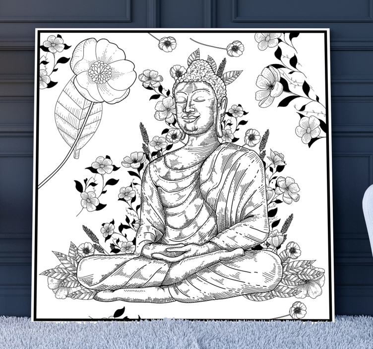 Dipinto buddha armonia floreale del buddha - TenStickers