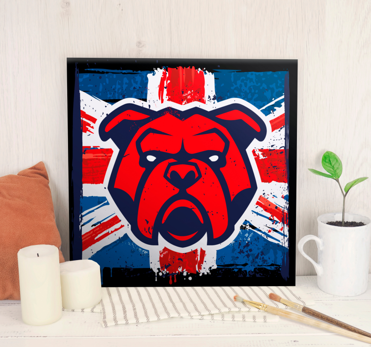 Dipinto cane bulldog bandiera britannica - TenStickers