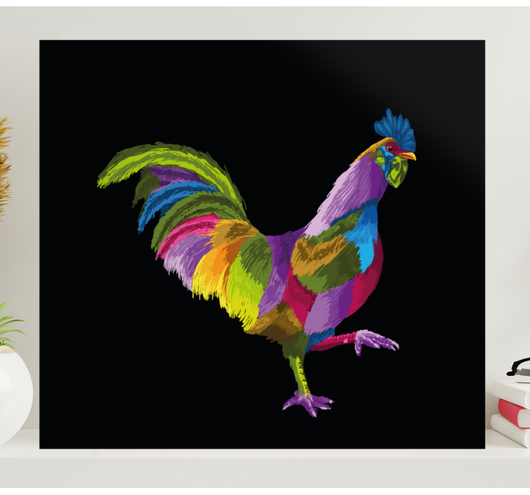 Quadro con uccelli disegno di gallo colorato - TenStickers