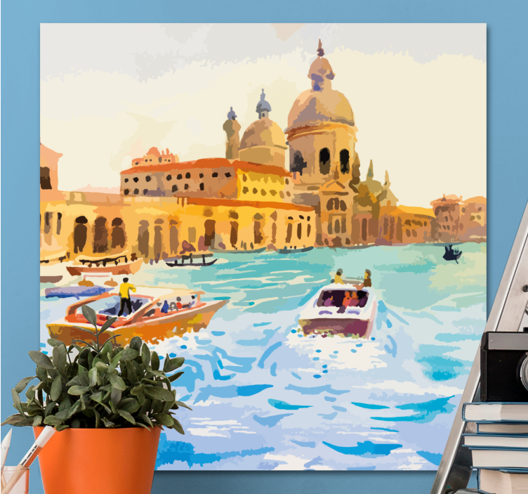 Quadro città e paesi esplorazione dei canali veneziani - TenStickers