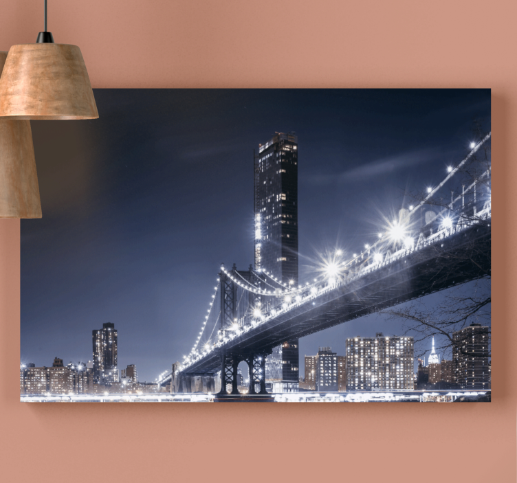 Quadro città e paesi luci del ponte di brooklyn - TenStickers